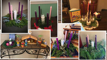 Collage of photos of advent wreaths